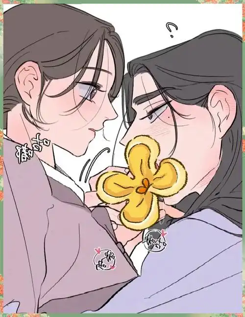 漫趣漫画 两个黑长发古装少年漫画插画